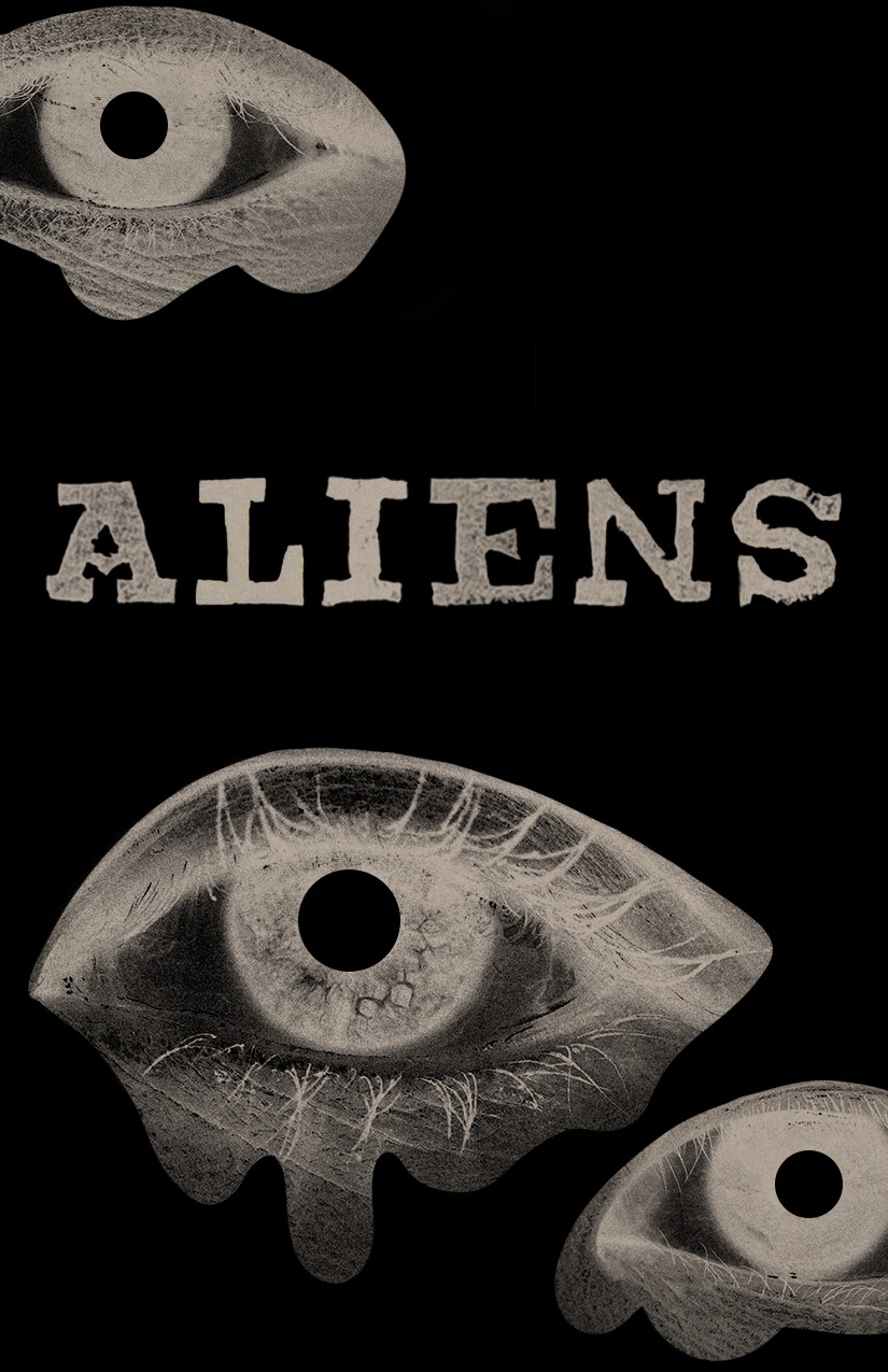 Inverted black and white closeup photos of eyes.