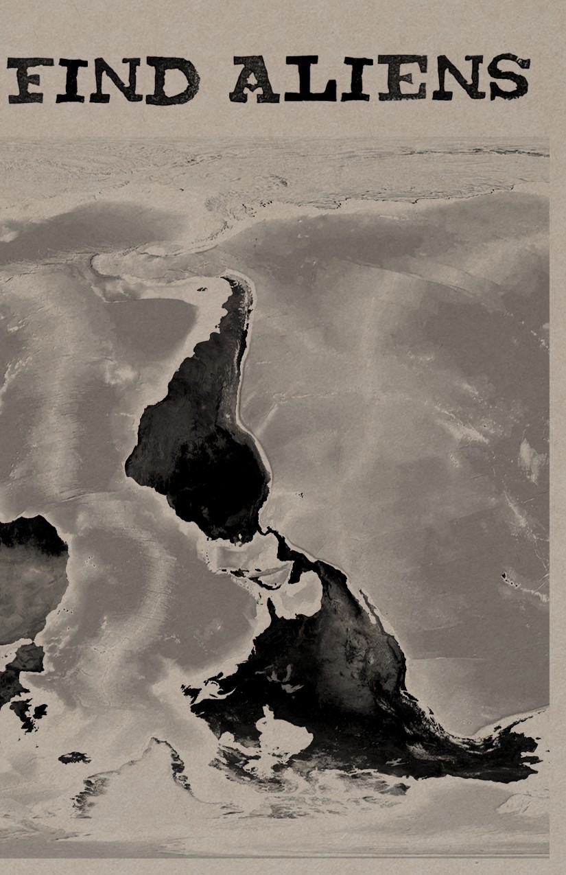 Map of the world turned upside down.