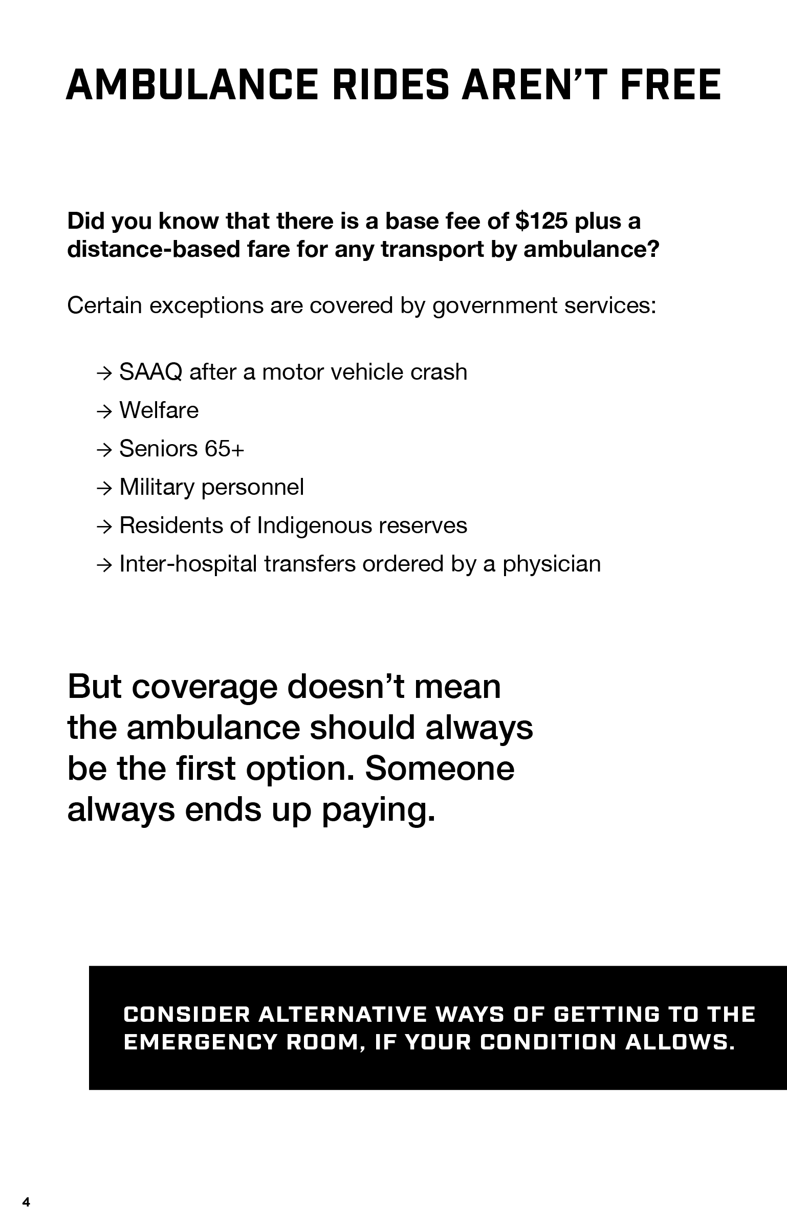 List of government services that cover the cost of ambulance transports.