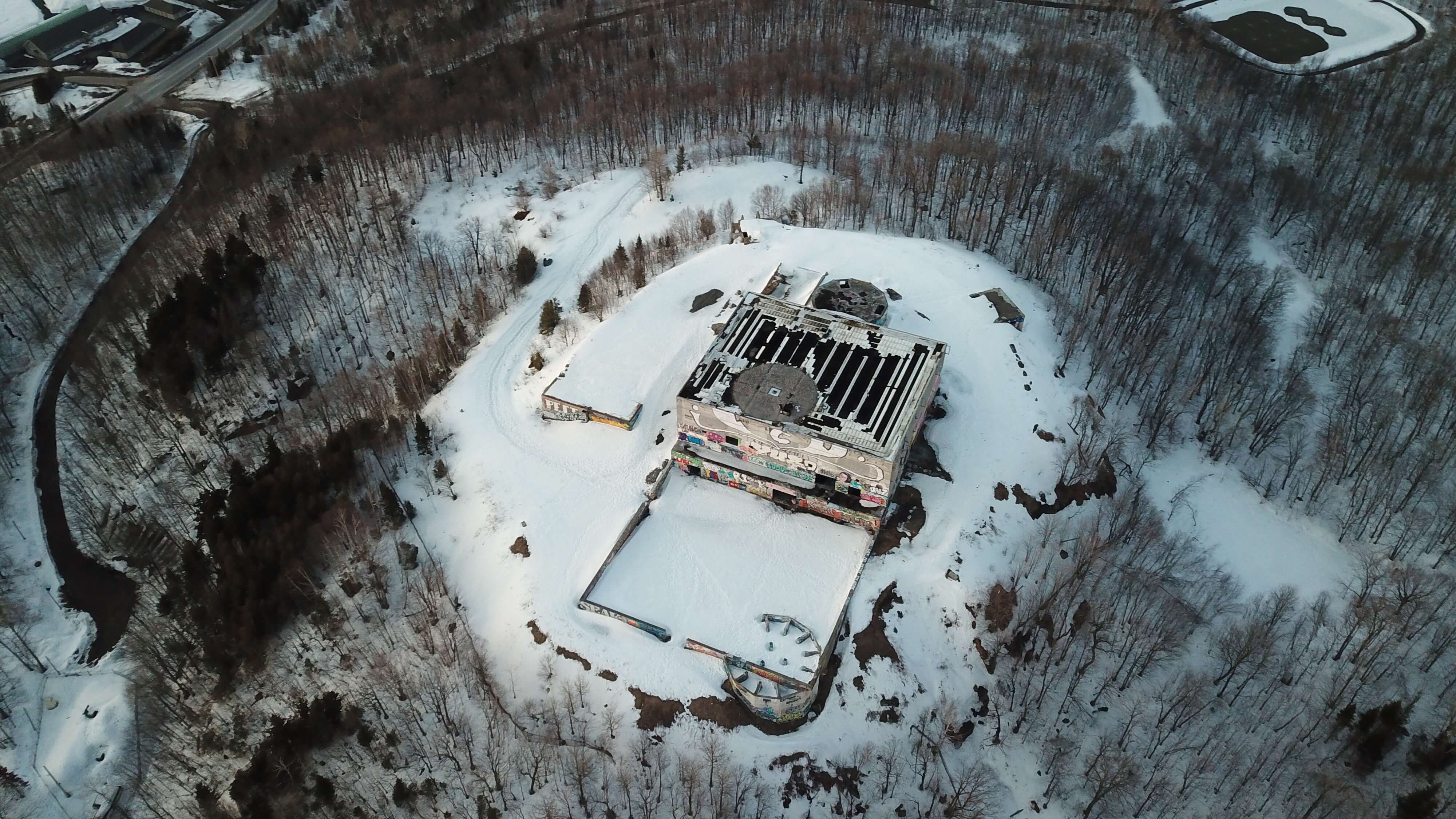 drone view of abandoned military fort